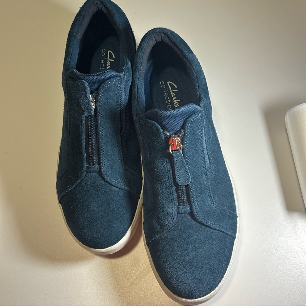 Clarks Dark Blue Zip-Up Sneakers